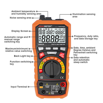 Handheld емкость теста 10μF диода сопротивления 2V Макс цифрового вольтамперомметра 200MΩ Макс максимальная